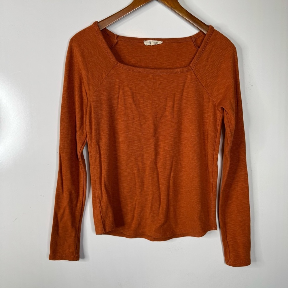 Madewell Rust Square Neck Long Sleeve Shirt Size Medium